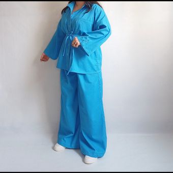 شومیزشلوار لنین ترک آسمان