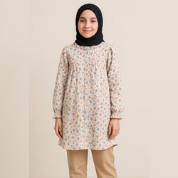 تونیک شلوار کودک و نوجوان نورا ؛ طرح گلهای بهاری