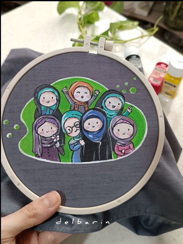 مقنعه نخ بروجرد نقاشی شده معلم