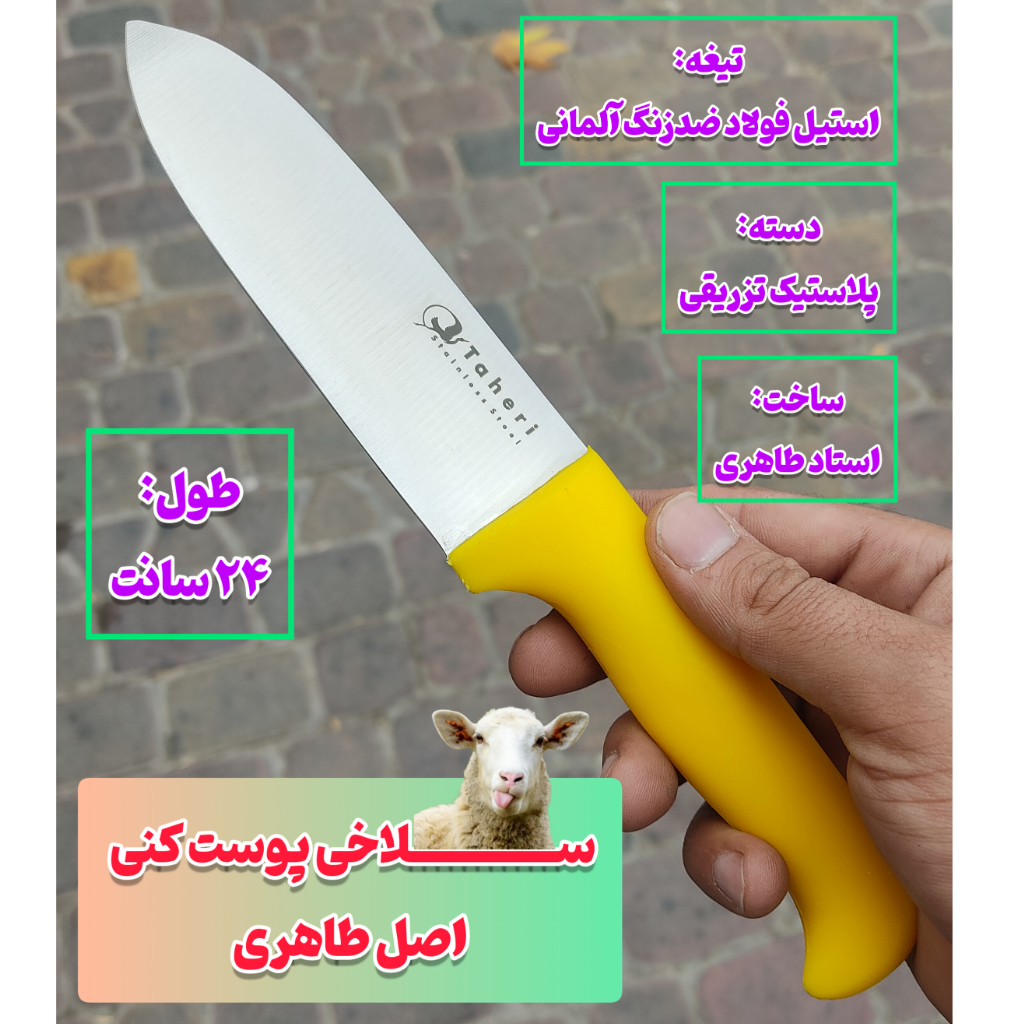 چاقوی سلاخی و پوست کنی حرفه ای ضدزنگ استاد طاهری اصل زنجان