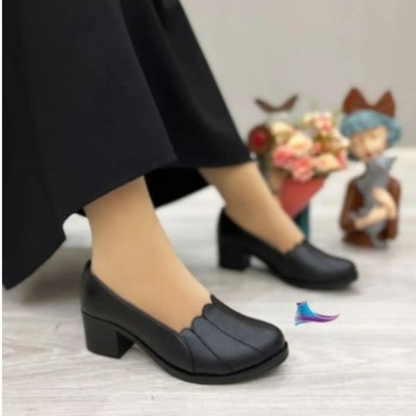 کفش چرمی پاشنهدار زنانه مدل خورشیدی SUN پاشنه 5 سانتی، شیک، بادوام و راحت