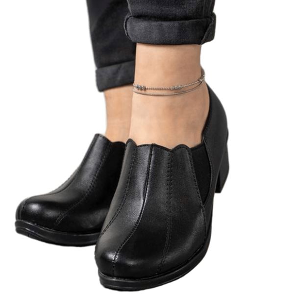 کفش پاشنه دار  چرم مدل هلالی کشی کد 231 کفش پاشنه 5 سانتی مجلسی اداری اسپرت بادوام و ظریف