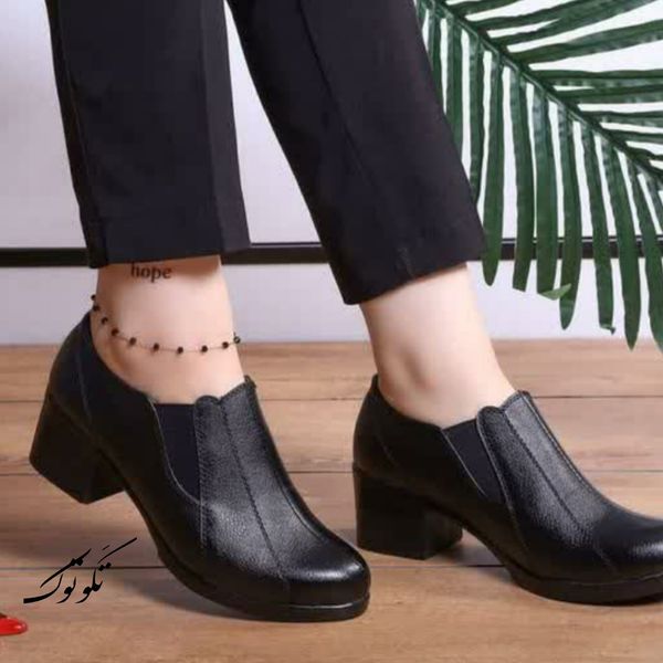 کفش پاشنه دار  چرم مدل هلالی کشی کد 231 کفش پاشنه 5 سانتی مجلسی اداری اسپرت بادوام و ظریف