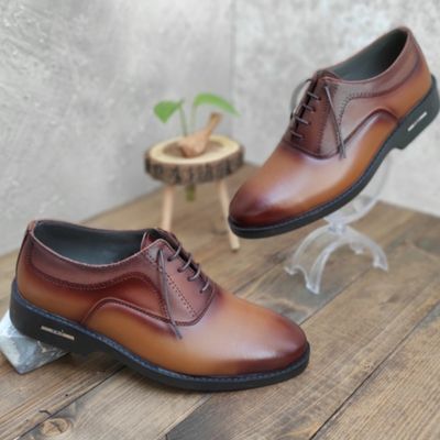 فروش عمده و سازمانی کفش چرم مردانه کارتن ده جفتی مدل صدرا عسلی