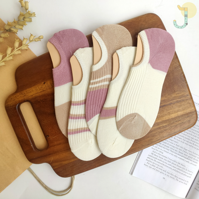 جوراب زیر قوزکی کبریتی زنانه میکس صورتی و نسکافه ای برند وارداتی