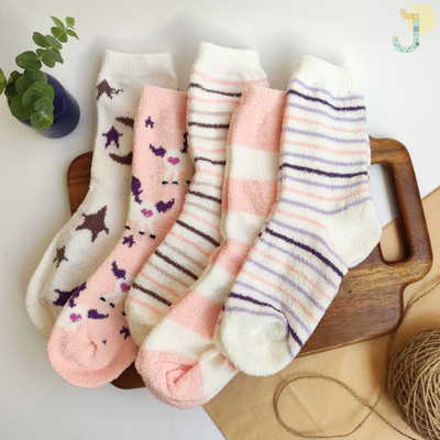 جوراب نیم ساق زنانه بوکله طرح مارشملو برند SOX MOOD