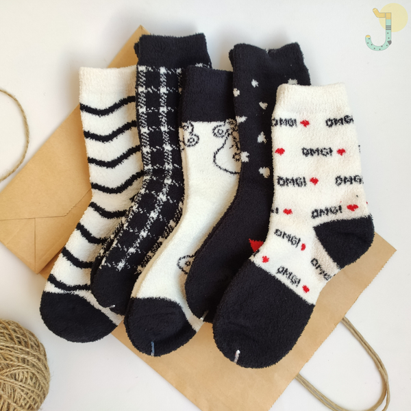 جوراب نیم ساق بوکله زنانه میکس سفید مشکی برند COCO & HANA