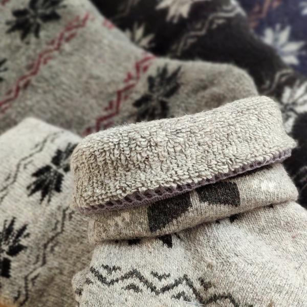 جوراب نیم ساق حوله ای زنانه لبه برگردان طرحدار وارداتی