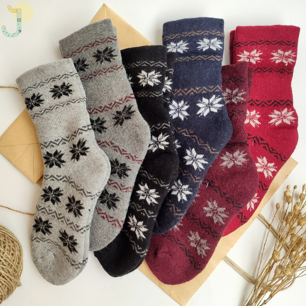 جوراب نیم ساق حوله ای زنانه لبه برگردان طرحدار وارداتی