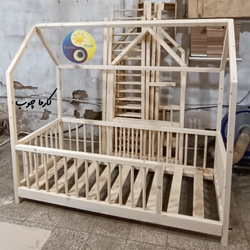 تخت کلبه مونتسوری تمام چوب مدل رزا
