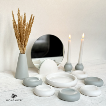 گلبولی + آینه ( سفید طوسی )