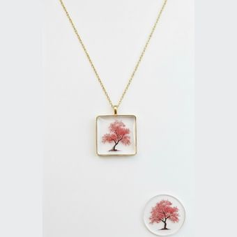 گردنبند رزینی طرح درخت