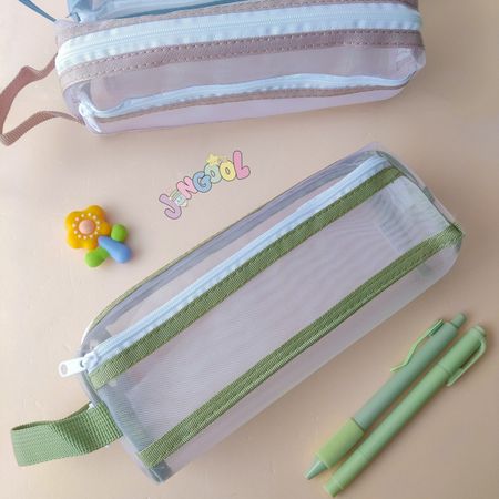 جامدادی توری پاستلی دوزیپ