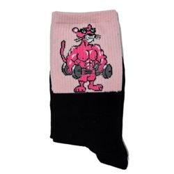 جوراب ساق بلند نخی طرح پلنگ صورتی بدنساز 36-44