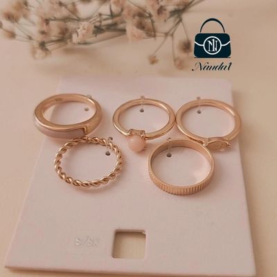 پک انگشتر 5 عددی طلایی