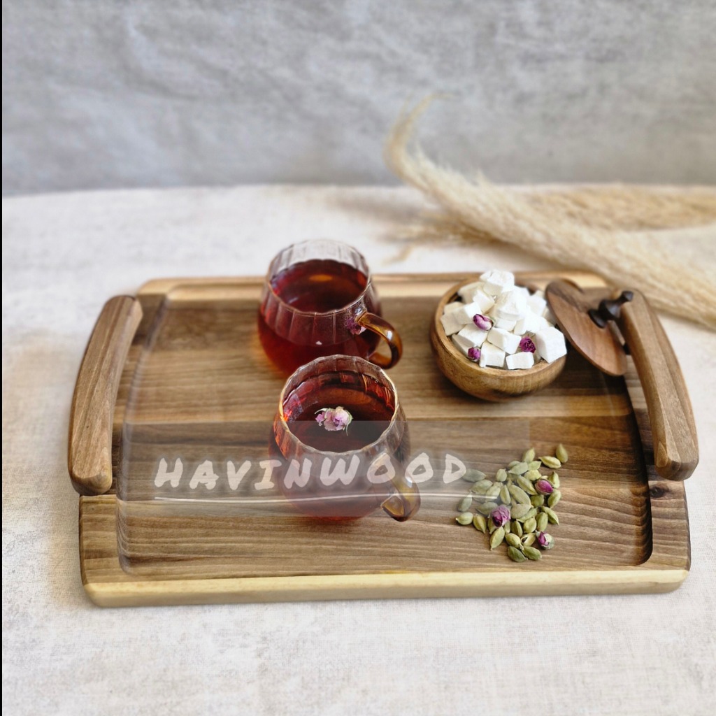 سینی چوبی پذیرایی دسته دار