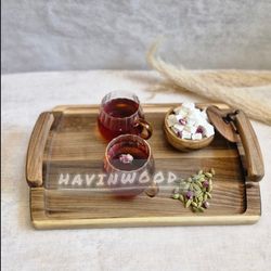 سینی چوبی پذیرایی دسته دار