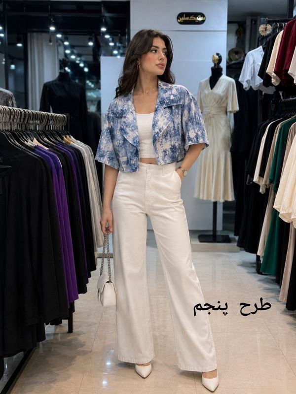 کت کراپ بلوئه طرحدار