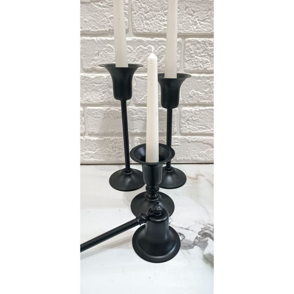 شمعدان ست مشکی فلزی 4 عددی مدل لاله SSH01-BLK