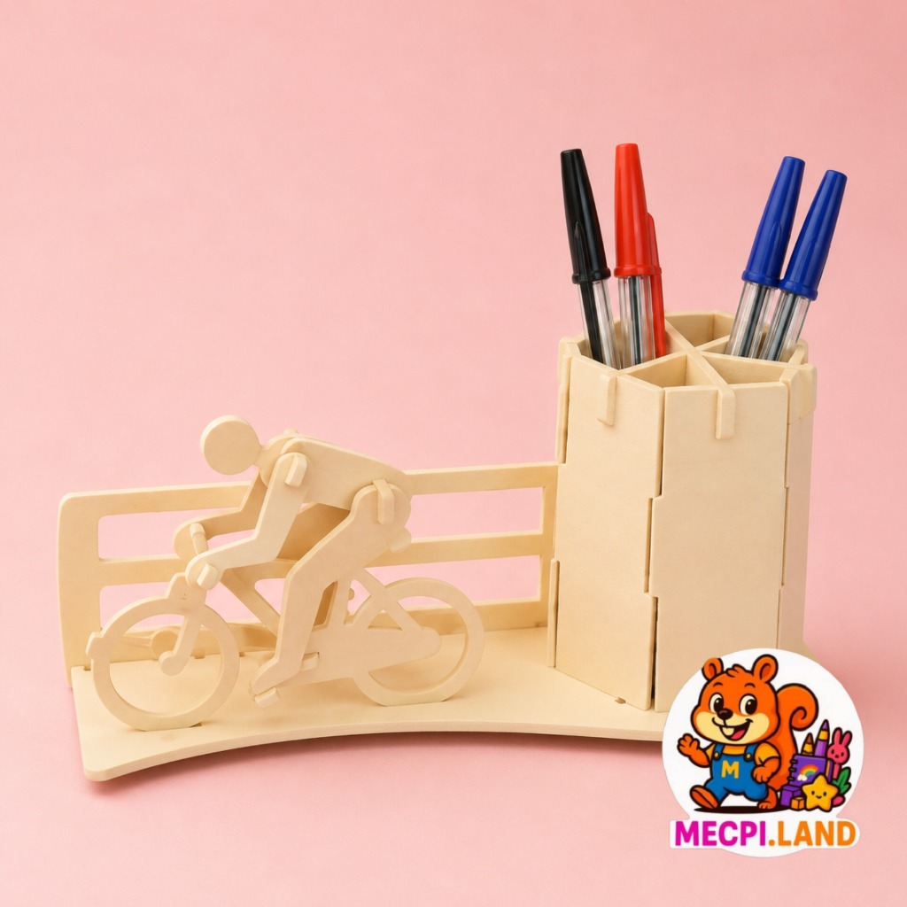 پازل 3 بعدی چوبی دوچرخه سوار مدل جاقلمی (2 لایه سایز A5)