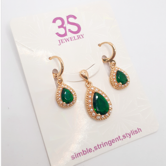 نیم ست اشکی سبز