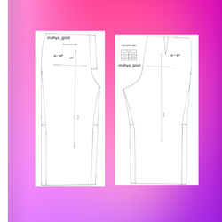 الگو آماده شلوار بگ و نیم بگ فری سایز 50_54