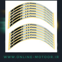 پد برچسب دور رینگ موتور سیکلت مدل W-40-WH مناسب برای هوندا کلیک بسته 12 عددی (سفید-مشکی)