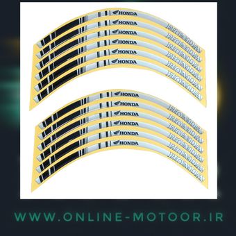 پد برچسب دور رینگ موتورسیکلت مدل W-40-WH مناسب برای هوندا کلیک بسته 12 عددی (سفید-مشکی)