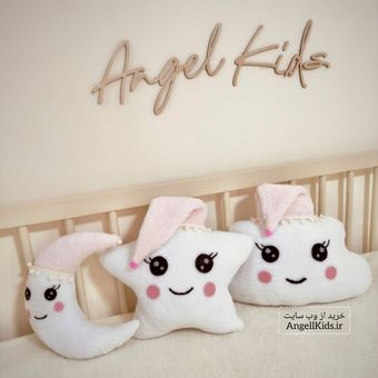 کوسن ابر و ماه و ستاره کلاه صورتی