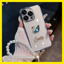 قاب گوشی ایفون شفاف اویزدار طرح قو نگینی