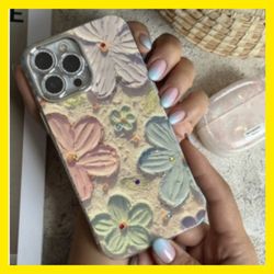 قاب گوشی موبایل آیفون و سامسونگ گل آبرنگی ژله ای سه بعدی