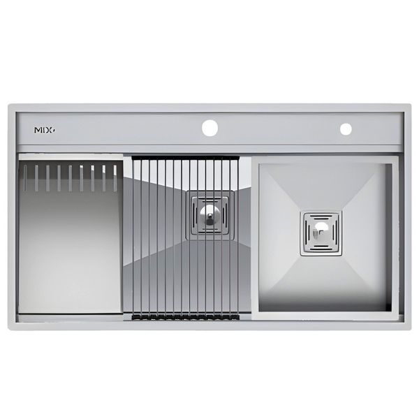 سینک ظرفشویی استیل توکار دو لگنه میکس پلاس مدل D90