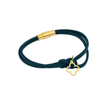 دستبند طلا و چرم 18 عیار زنانه گالری طلای مریم اکرمی مدل ونکلیف