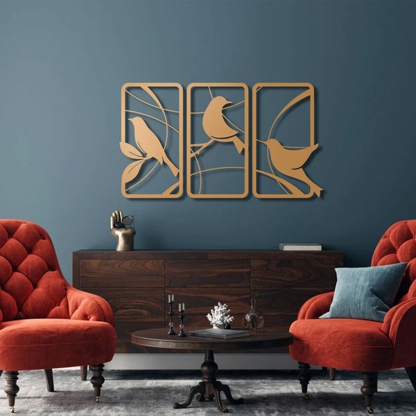 دیوارکوب مدل چوبی پرنده  کد T64-1 مجموعه سه عددی