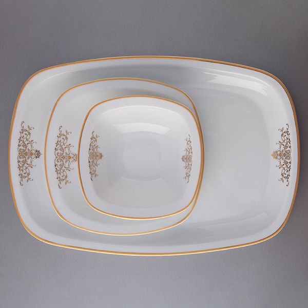 سرویس غذاخوری 27 پارچه چینی زرین ایران سری کواترو مدل مونت کارلو پلاتینی درجه عالی