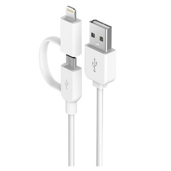 کابل تبدیل USB به لایتنینگ و MicroUSB دویا مدل Smart 2 in 1 به طول 1 متر