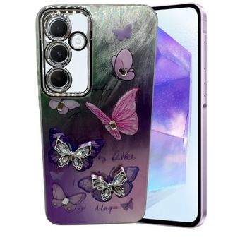 کاور طرح پروانه فلزی  بنفش مناسب برای گوشی موبایل سامسونگ Galaxy A55