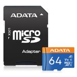 کارت حافظه microSDXC ای دیتا مدل Premier کلاس 10 استاندارد UHS-I V10 A1سرعت 100MBps ظرفیت 64 گیگابایت به همراه آداپتور