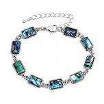 دستبند سنگی زنانه مدل صدف آبالون رنگینکمان کد 66