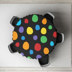 رومیزی گرد خالدار رنگی مشکی مدل D-0089 – طراحی اروپایی، مناسب خانههای مدرن و سلبریتیپسند