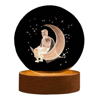 چراغ خواب مدل گوی شیشه ای طرح شازده کوچولو روی ماه