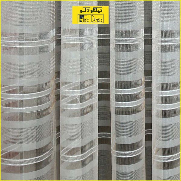 پرده تیکو دکو مدل حریر نازک ژرسه سه لاین ژوردار سایز 140*280 سانتی متر تک