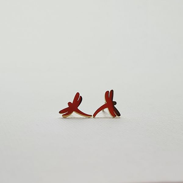 گوشواره زنانه مدل میخی طرح سنجاقک