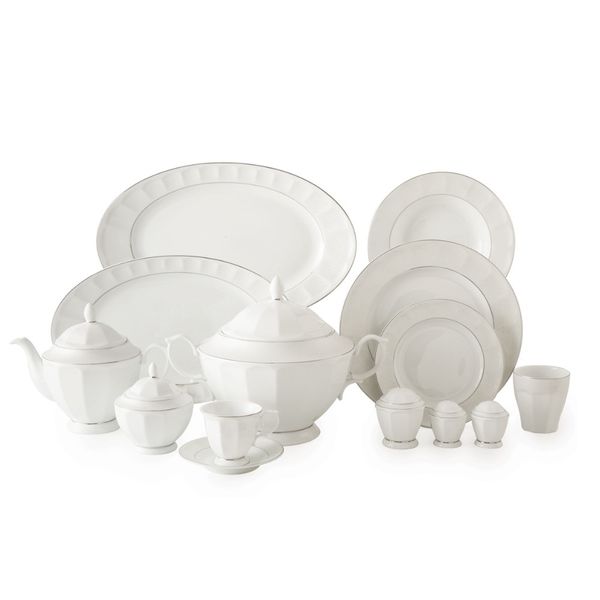 سرویس 103 پارچه غذاخوری چینی زرین ایران سری نئوکلاسیک طرح دلسا درجه یک