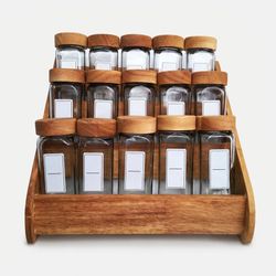 ست جا ادویه 15 پارچه مدل RUBBRRWOOD-15 به همراه استند