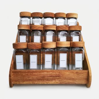 ست جا ادویه 15 پارچه مدل RUBBRRWOOD-15 به همراه استند