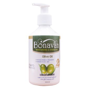 کرم مرطوب کننده و آبرسان دست و صورت بناوان مدل olive oil حجم 250 میلی لیتر