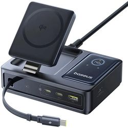 هاب شارژر 3 پورت و شارژر وایرلس باسئوس مدل P10170901123 Nomos Qi2 CCNMS140