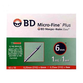 سرنگ انسولین بی دی مدل micro-fine plus حجم 1 میلی لیتر بسته 100 عددی*771