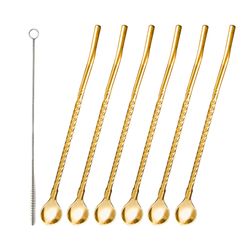 قاشق شربت خوری مدل Straw spoon بسته 6 عددی به همراه فرچه